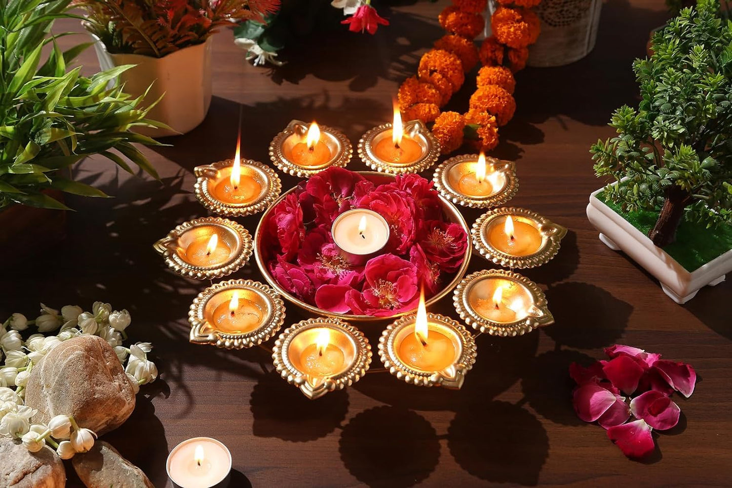 10-Inch Urli Bowl | Flower-Shaped Decorative Bowl for Floating Flowers, Tea Lights | Perfect for Home, Office, Table Decor & Diwali Festivities