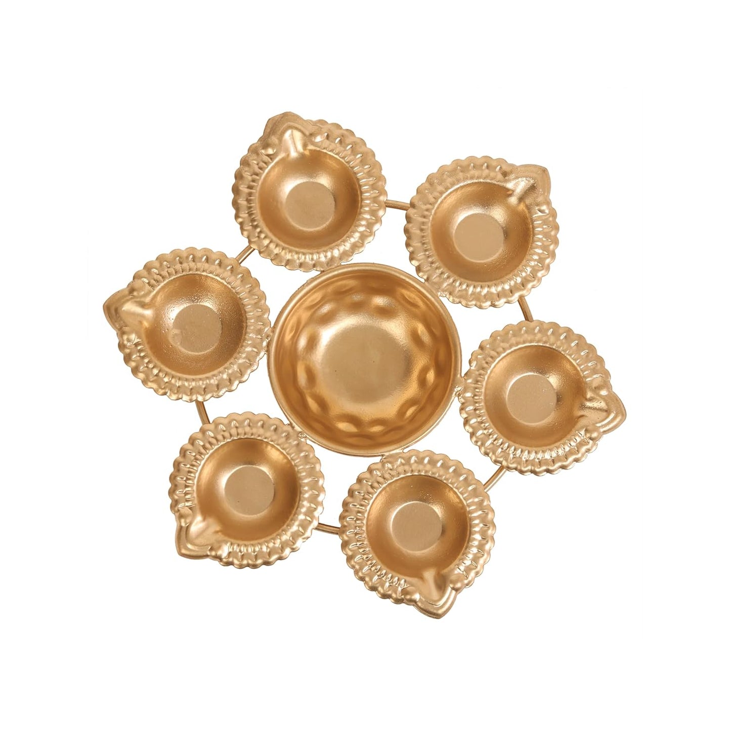 ome Decor Golden Metal Handcrafted Designer Diya Urli for Diwali Diyas Set-Traditional Decorative Bowl for Floating Flowers and Tea Light Candles, Diwali Urli (6 Diya Urli)