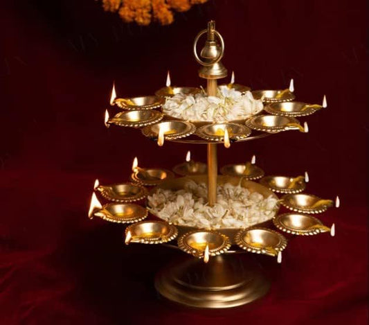 Purple Tree Beautiful Two Layer Diya Urli Decorative Bowl - Pack of 1 - Traditional Bowl for Floating Flowers and Tea Light Candles - Home Decor
