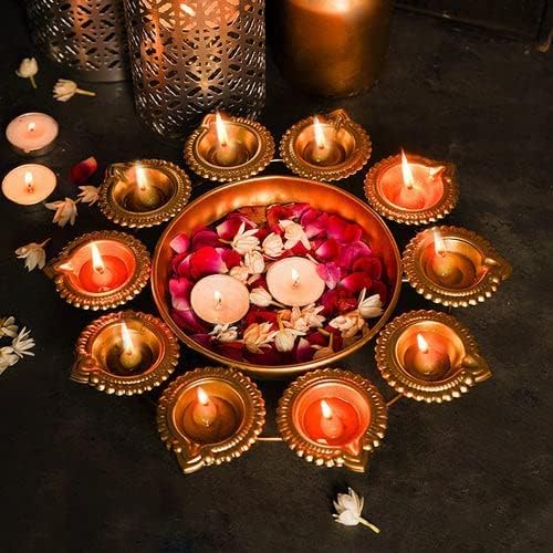 10-Inch Urli Bowl | Flower-Shaped Decorative Bowl for Floating Flowers, Tea Lights | Perfect for Home, Office, Table Decor & Diwali Festivities